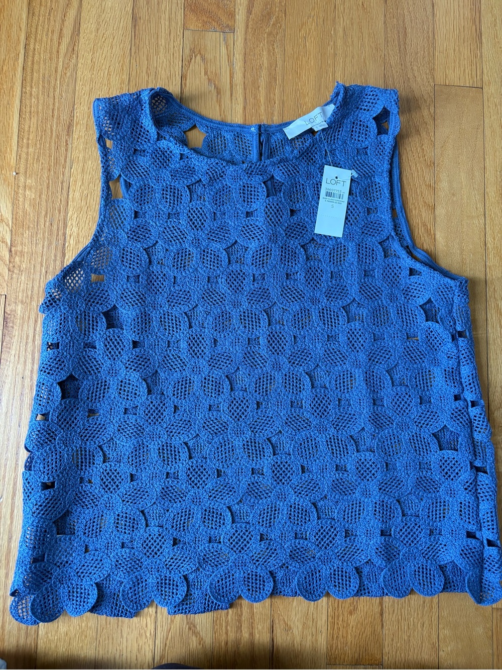 LOFT Blue Crochet Tank Shell